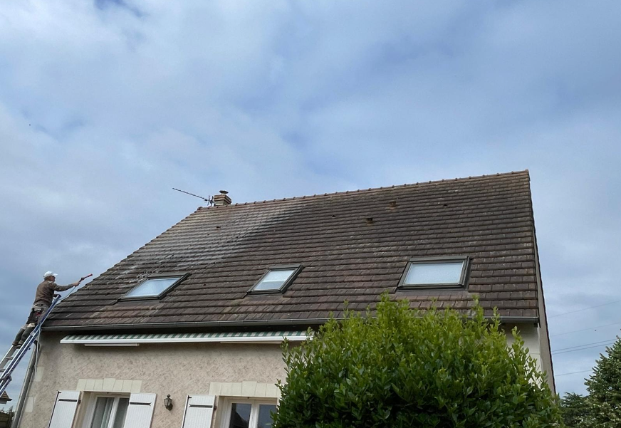 Toiture tuile avant nettoyage